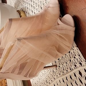 Wild diva nude beige mesh peep toe with suede backing